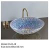 Buy cheap Unique Design Counter Top Tempered Glass Hand Wash Basin Above Counter Mounted Crystal Colorful Sink Bowl for Bathroom from wholesalers