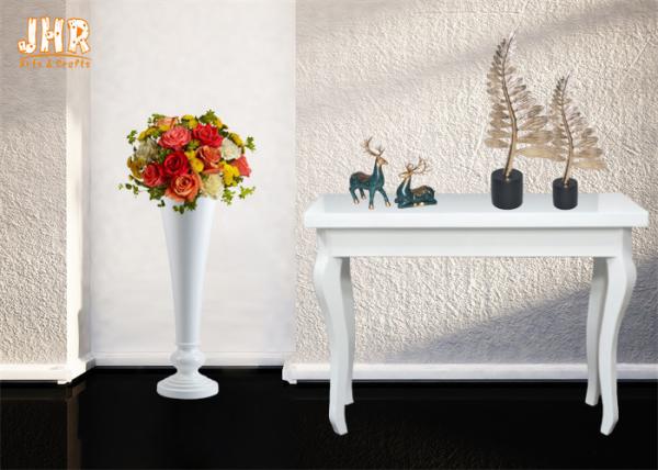 Quality Three Size Glossy White Fiberglass Pot Planters Flower Planters Floor Vases for sale