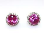 Sterling Silver 8mm Round Green Cubic Zirconia Earrings (JRE055)