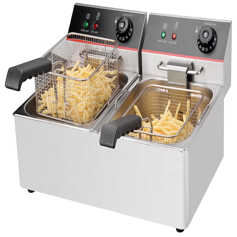 585x460x285mm Timer Control Electric Potato Chips Fryer Machine with 2 Baskets