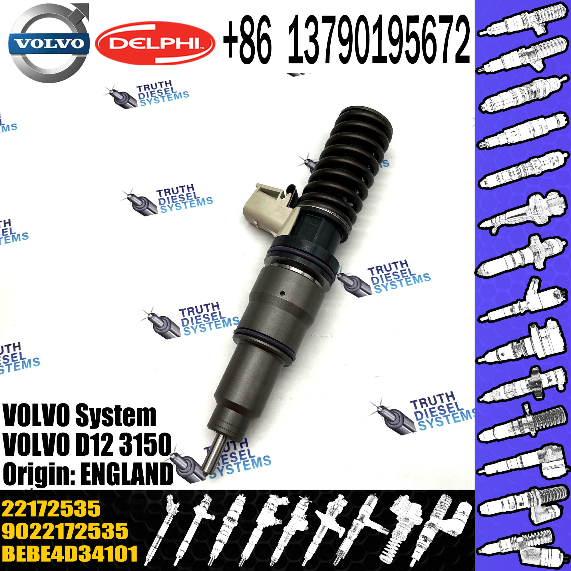 New Diesel Fuel Injection Injector E3.18 9022172535 22172535 BEBE4D34101 For VOL D12 3150