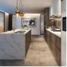 Buy cheap Wood Veneer Modular Kitchen Cabinets 18mm Melamine Board Marble Top Cupboard from wholesalers