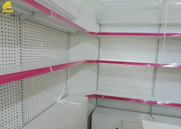 Buy cheap Wall Side Grocery Display Racks With Corner Shelf Cabinets 30kg/ Layer Load from wholesalers