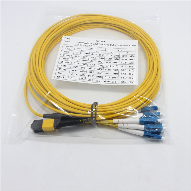 G657A MPO MTP Breakout Fiber Optic Patch Cord 8 Core