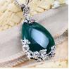 Buy cheap Vintage Jewelry 925 Silver Marcasite Drop Green Agate Pendant Necklace 18 Inches(LN001GREEN) from wholesalers