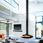 Black 800mm Suspended Wood Fireplace For Party