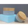 Buy cheap JiaZi Frosted Clear Glass Cosmetic Jar Wood Grain Lids 50g Bamboo Cream Jar from wholesalers