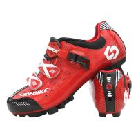 Buy cheap Microfiber Upper Bright Cycling Shoes Red And Black Color Low Wind Resistance product