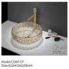 Buy cheap Round Countertop Carved Tempered Glass Basin Colorful Sanitary Ware for Bathroom from wholesalers
