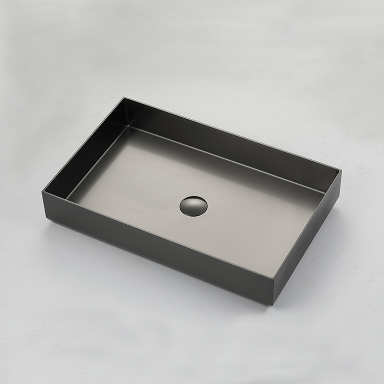 Fashion Retangular Bathroom Sinks Over Mounted Brushed Surface Treatment