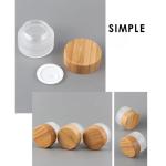 Lotion Bamboo Cover 15g 20g Frosted Glass Cream Bottle