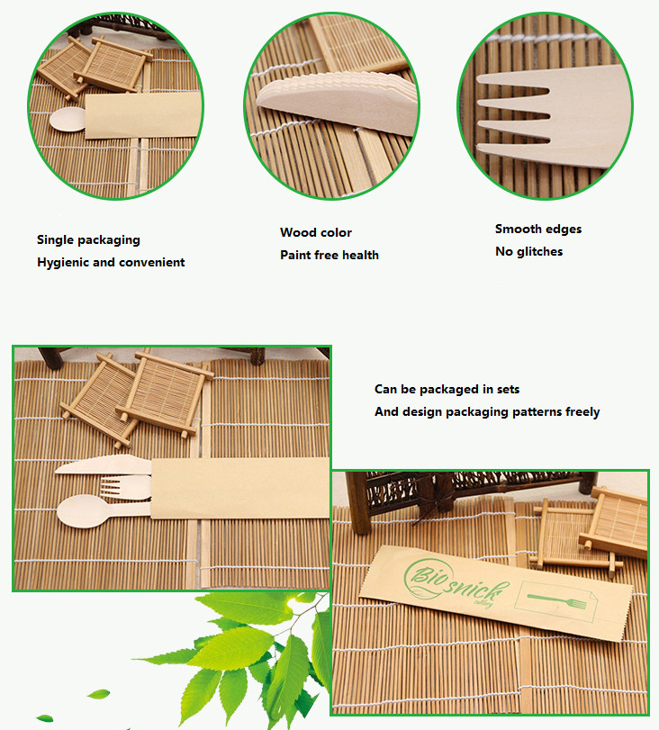 Disposable Packing Mini Cutlery Set Wooden Wooden Fork / Knife And Paper Napkin Set