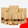 Buy cheap Standing Up Food Grade Brown Kraft Paper Zipper Poly Bags with Clear Window from wholesalers