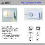 White Reading acrylic ball Wall Lamp 3W +5W Interior Bedroom Bedside Desk Wall