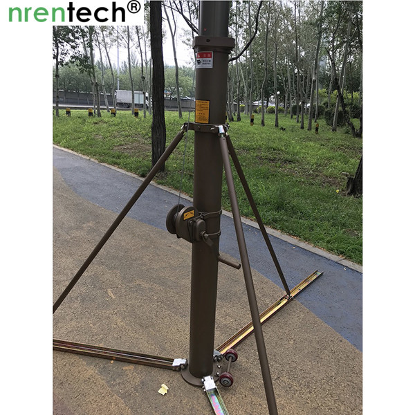 10m telescoping mast/manual crank winch telescopic mast/aluminum push up telescoping mast