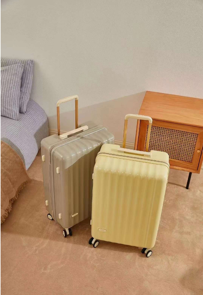 Rose Gold Cute Trunk For Girls Travel Luggage Bag Business Large Checked Fully Collapsible With Tsa Approved Lock Suitca