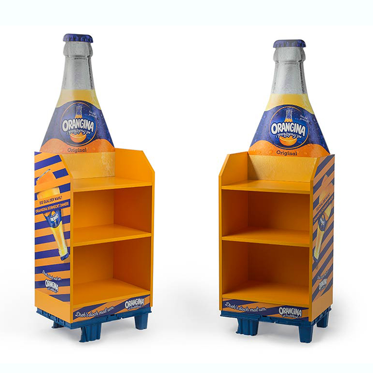 Stackable Free Standing Display Rack Supermarket Beverage Juice Display Stand