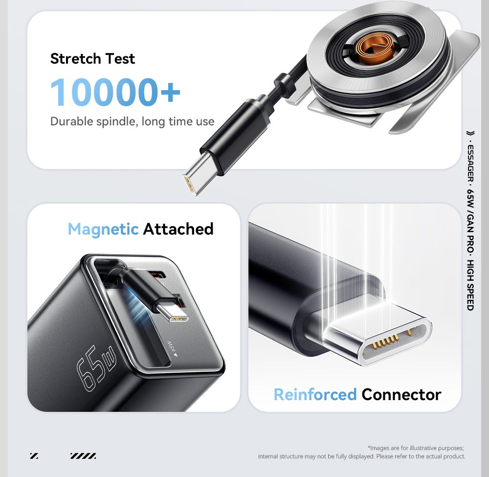 ESSAGER ES-CD49 Series 2 Ports 65W GaN Charger USB Wall Adapter