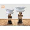 Buy cheap Glossy White Fiberglass Flower Pot With Gold Leaf Pedestal Floor Vases from wholesalers