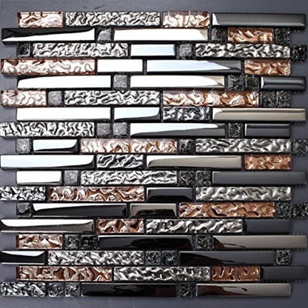 Buy cheap Black Brown Electroplate Crystal Glass Mosaic Tile For Kitchen Fireplace Decor from wholesalers