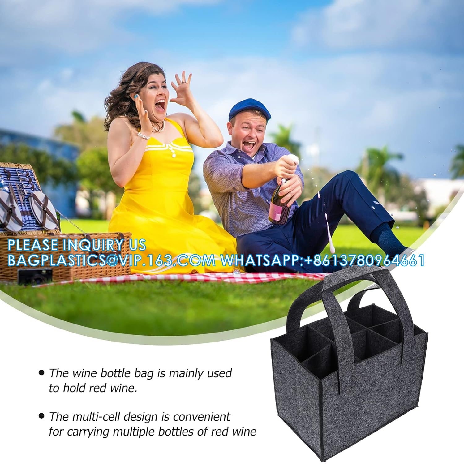 Bottle Bag, Wine Carrier Tote Holders With Separate Partition, Portable Wine Bottle Gift Bags With Handle