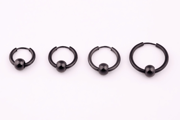 Hoop Earrings Stainless Steel Punk Men Earrings Ball Pendant Circle Ring Earring Piercing Jewelry Earrings Christmas Gif