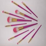 Aluminum Tube 10pcs Facial Makeup Brushes Purple Acrylic Handle