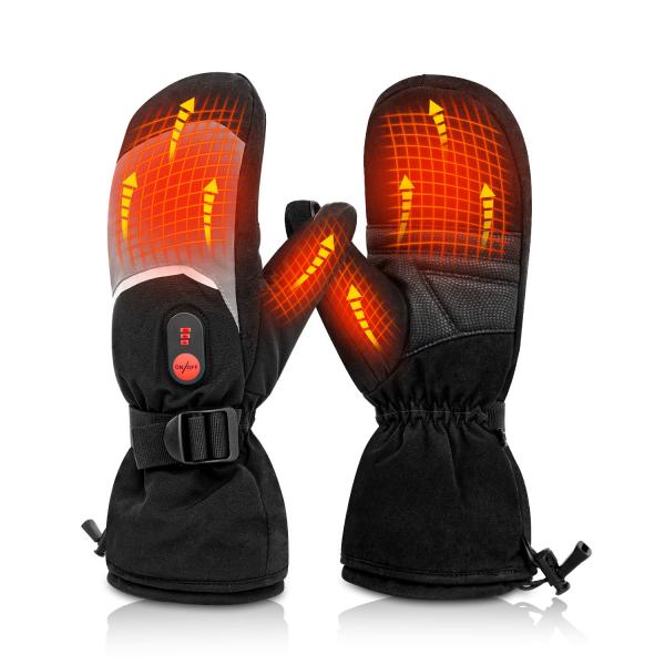 Winter Warming Skiing Rechargeable Heated Gloves Mittens Black Adult Waterproof