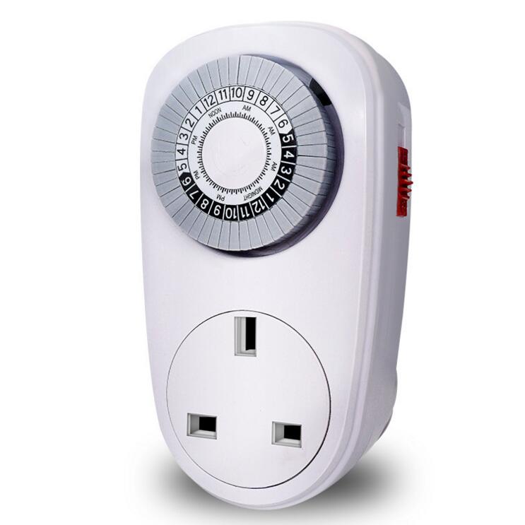 24 Hours Programmable Mechanical Mini UK Plug Timer Switch 230V Energy Saver