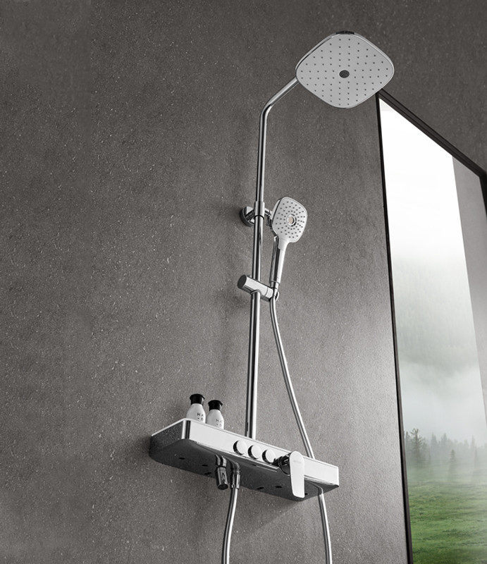 Chrome Plated Brass Shower Set Bathroom With Rainfall Shower Head