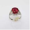 Buy cheap 925 Silver Ring 9mmx11mm Pink Cubic Zircon and Rhinestone Ring (R134) from wholesalers