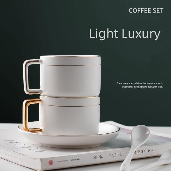 Buy cheap 350ml 11.84oz Gold Rimmed Cappuccino Cups And Saucers Perfect For Afternoon Tea Time from wholesalers