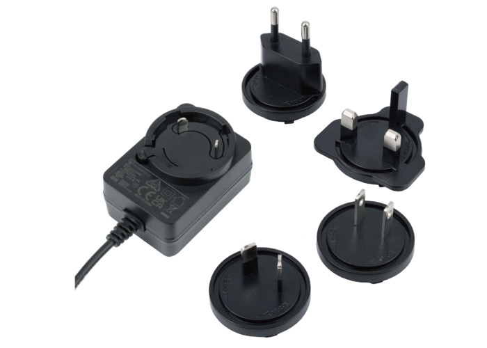 5V Black Power Adapter 30W Interchangeable Plug Male DC Connector Adapter