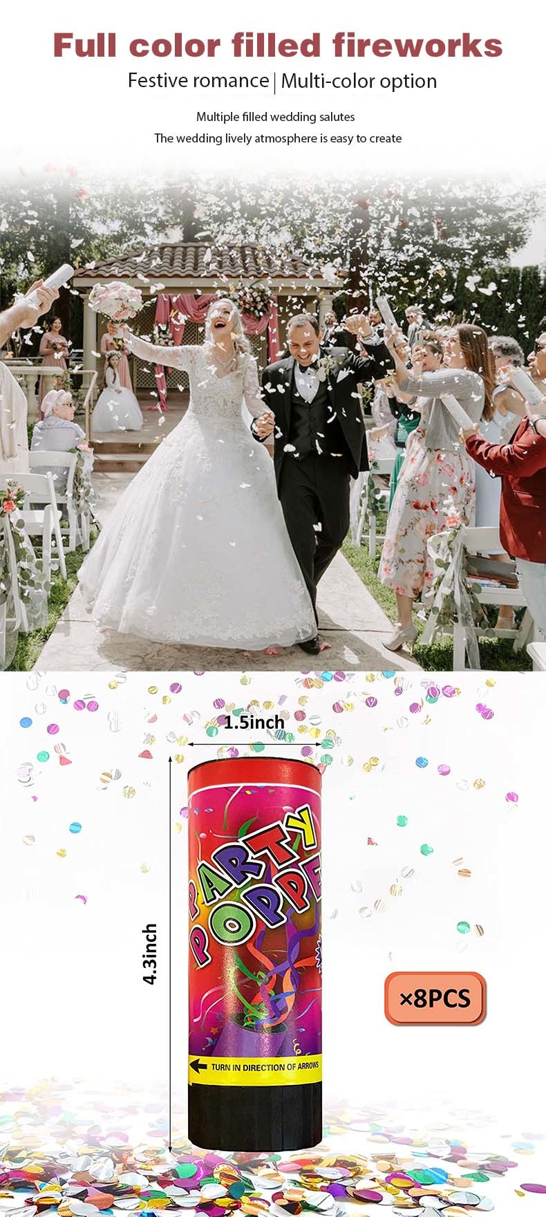 Wholesale Wedding Confetti Popper Colorful Confetti Cannon for Festival Party Decorations