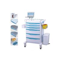 Buy cheap Plastic Body Medical Trolley Cart With Trash Can Two Deep Drawers Easy product