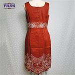 Latest elegant embroidery neck lady slim formal office dresses ladies sexy women