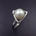 Flower Shape Sterling Pearl Ring / Cultured Freshwater Pearls For Wedding Bridal