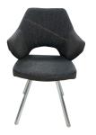 Fabric Upholstered Stainless Steel Dining Chairs Stylish Brushed Coned Legs