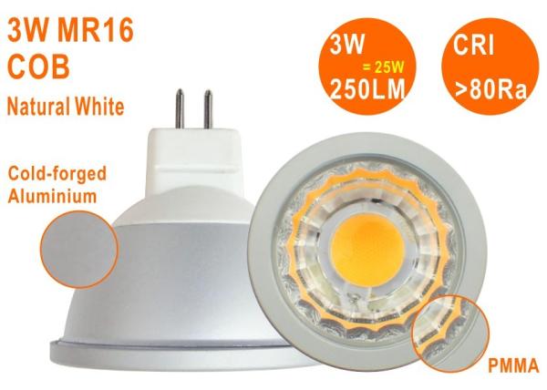 Buy cheap 25W Halogen Replacment Epistar COB CE RoHS MR16 GU10 3W 4500K Dimmable Spot Light from wholesalers