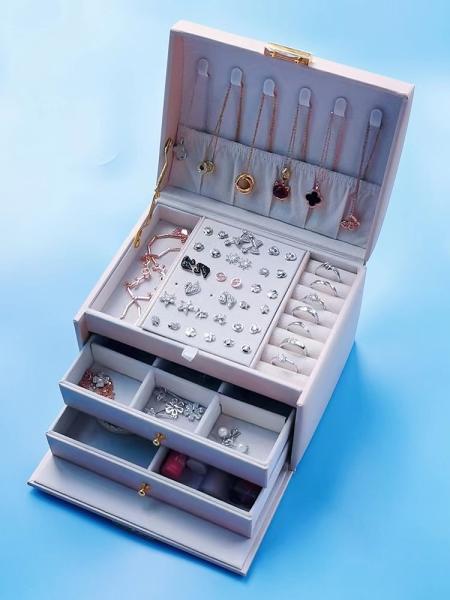 Buy cheap Customized Luxury Small Jewelry Box Organizer PU Handle Jewellery Organiser Box from wholesalers