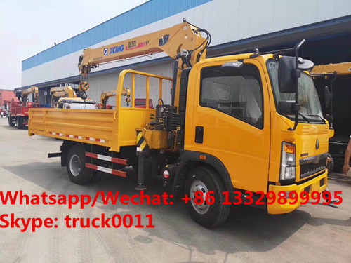 Buy cheap customized SINO TRUK HOWO 4*2 LHD 4tons-6.3tons telescopic truck with crane for sale, cargo truck with crane for sale from wholesalers