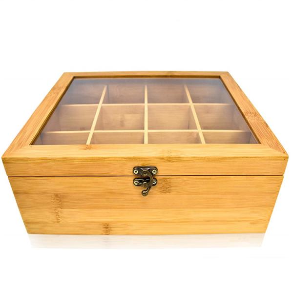 Buy cheap Transparent Lidded Wooden Box 12 Compartments Wood Tea Box Organizer from wholesalers