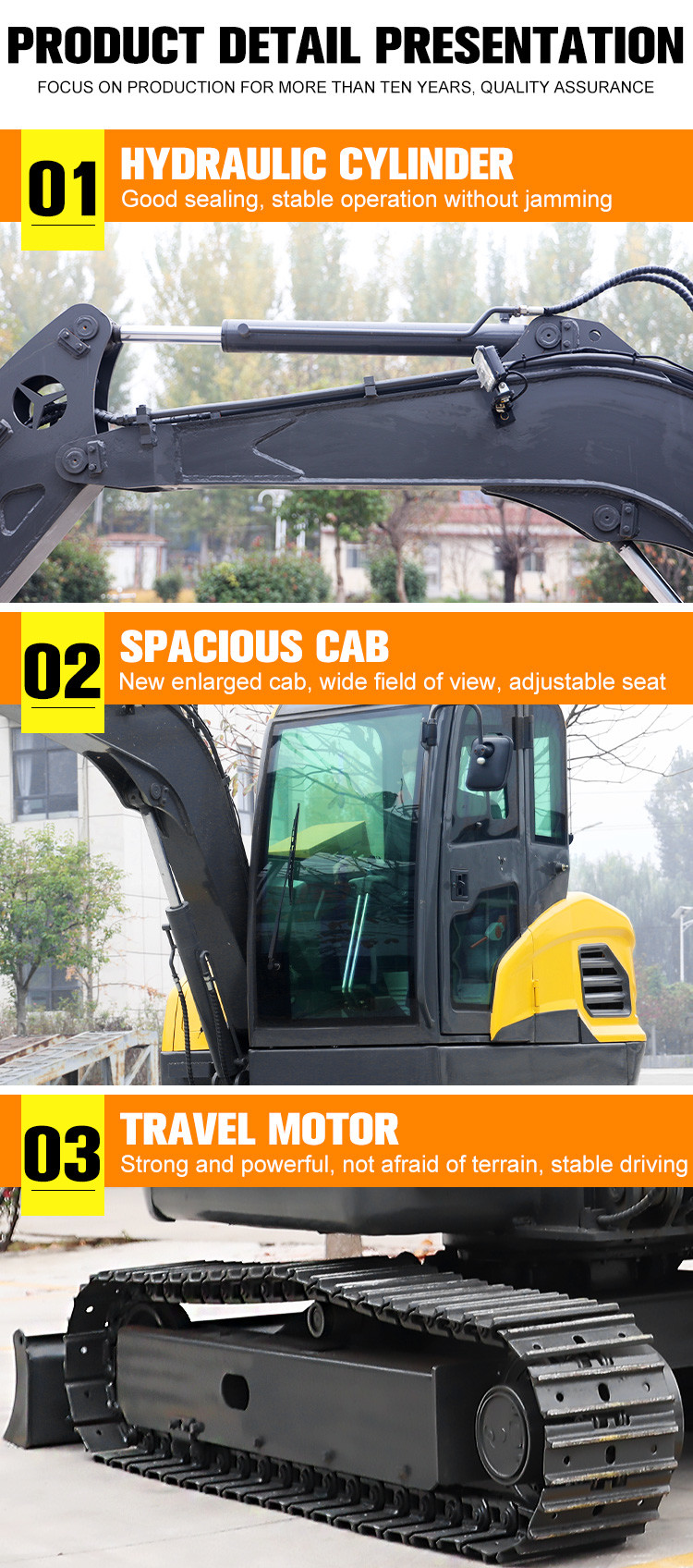 Powerful 1.2Ton Mini Hydraulic Excavator With 1200mm Track Length