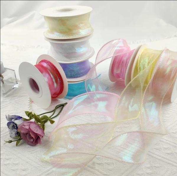 Buy cheap Custom Solid Color Sheer Chiffon Pink Silk Organza Stain Ribbon For Wedding Gift Bouquets Wrapping Decoration from wholesalers