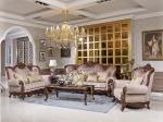 Luxury European palace fabric sofa villa luxury solid wood carved sofa for home