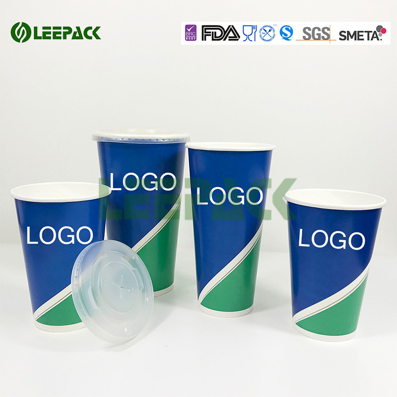 32oz large capacity Disposable Cold drink Paper Cups With Personlised Brand Printed No Melting double PE coated