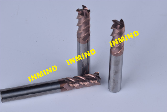 HRC65 High Hardness Tungsten Carbide Square End Mill With 35 ° / 45° Helix Angle