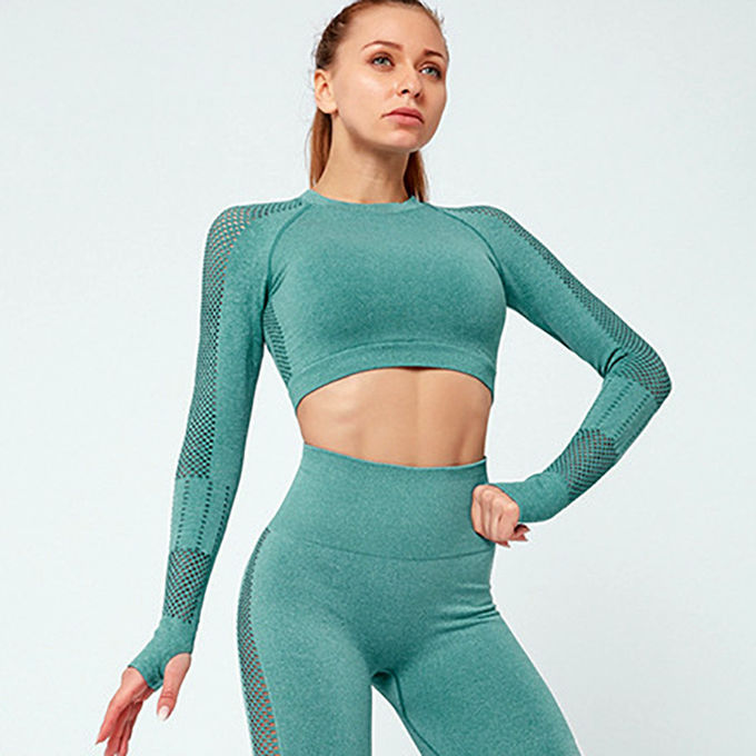 Women Yoga ApparelYoga Crop Top Seamless Leggings Gym Set High Waist Legging Pants