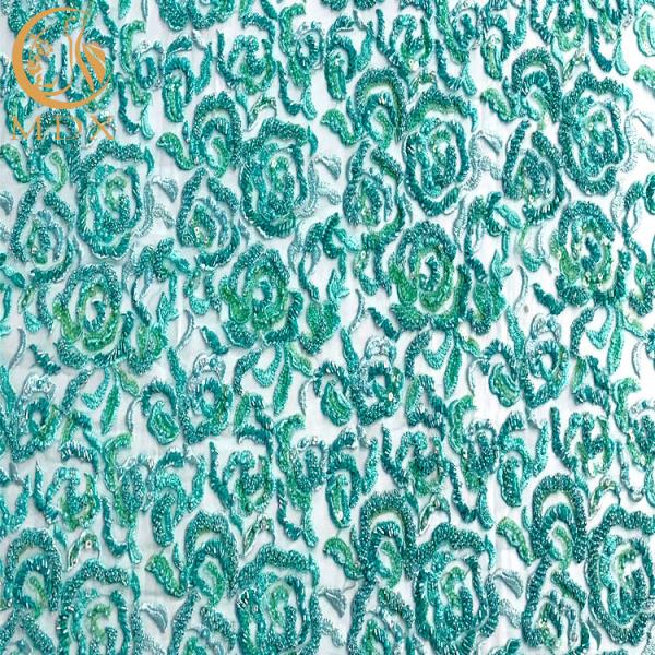 Buy cheap Customized Green Bridal Handmade Beaded Lace Fabric from wholesalers