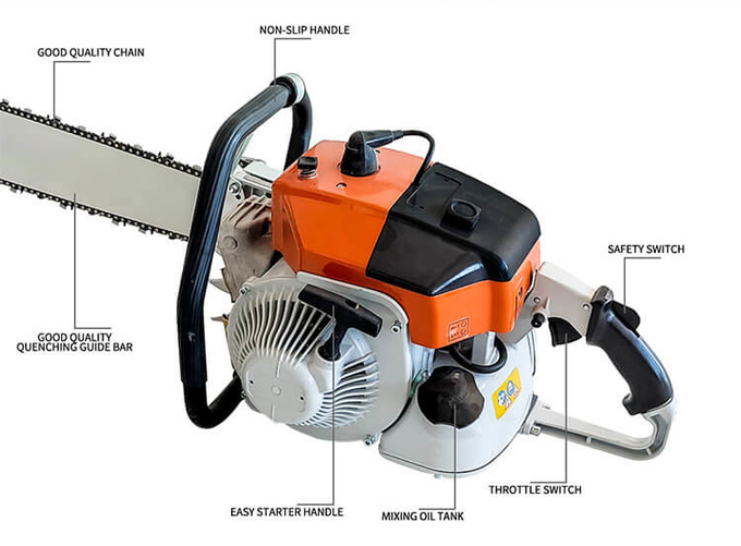 2 Stroke Single Cylinder Gasoline Chainsaw 4.8KW High Power 105cc Power Saw